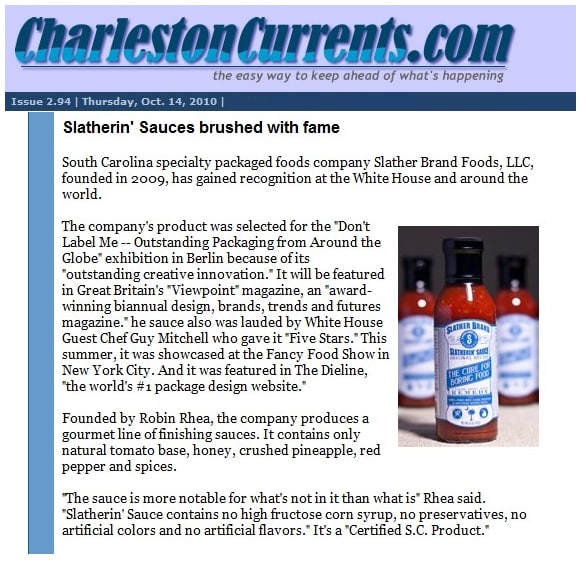 October 14, 2010 Charleston Currents Features Slather Brand